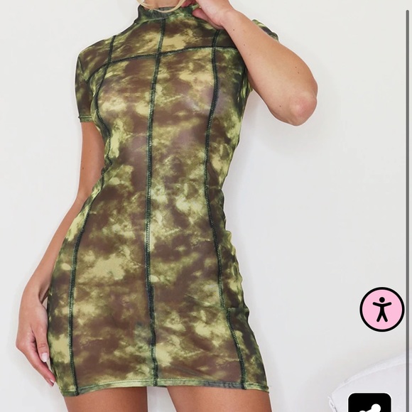 PrettyLittleThing Dresses & Skirts - Camo Mesh Mini Dress